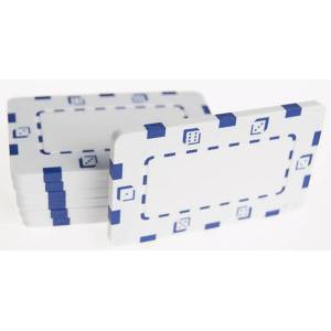 Placa de poker "DICE BLANC" - em plástico ABS - 75 mm x 45 mm