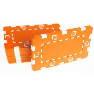 Talerz do pokera "DICE ORANGE" - z tworzywa sztucznego ABS - 75 mm x 45 mm