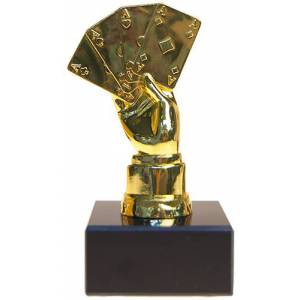 Trophée de poker POKER HAND – 13cm de hauteur – socle à personnalisé
