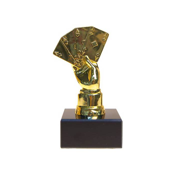 Trophée de poker POKER HAND – 13cm de hauteur – socle à personnalisé
