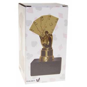 Poker trofee "POKER HAND OR" - 13 cm hoog - aanpasbare sokkel