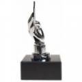 Pokertrophäe "POKER HAND SILBER" - 13 cm Höhe - individualisierter Sockel