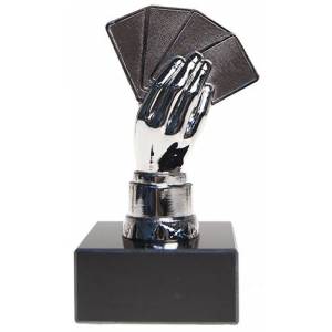 Poker trophy "POKER HAND SILVER" - 13cm height - customizable base