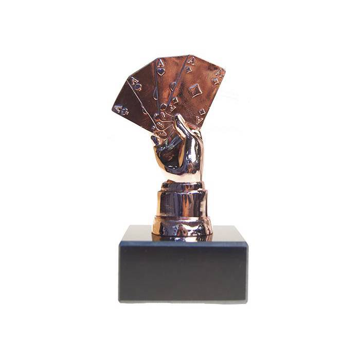 Trophée de poker POKER HAND – 13cm de hauteur – socle à personnalisé