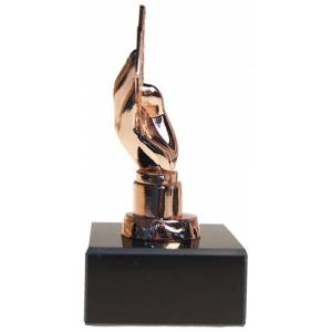 Poker Trofee "POKER HAND BRONZE" - 13cm hoogte - aanpasbare voetstuk