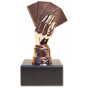 Trofeo di poker "POKER HAND BRONZE" - altezza 13 cm - base personalizzabile
