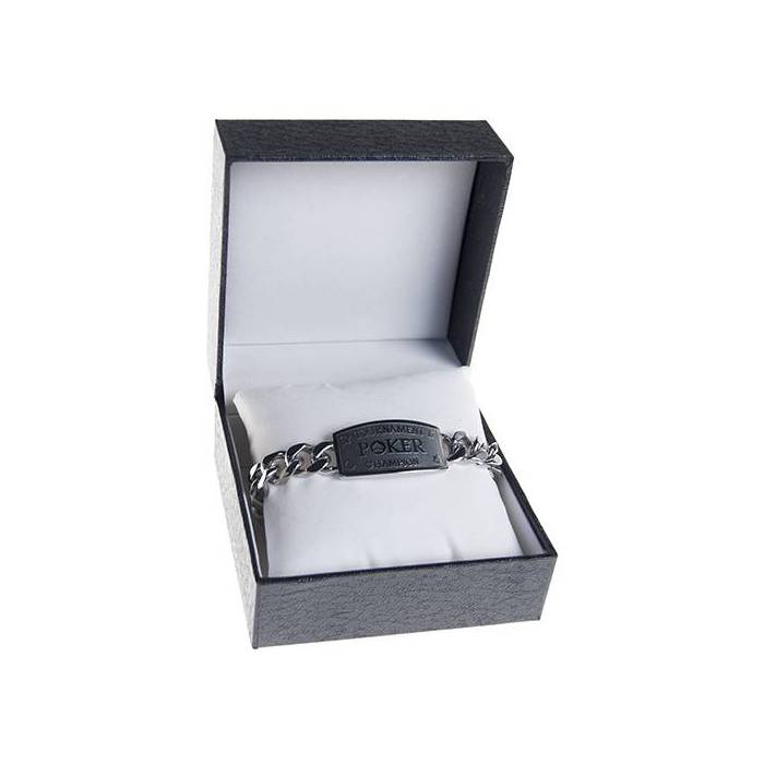 Bracelet "POKER TOURNAMENT CHAMPION - ARGENT" – livré dans un écrin en simili cuir