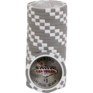 Jetons de poker LASER WELCOME LAS VEGAS - en ABS avec insert métallique – rouleau de 25 jetons  – 11