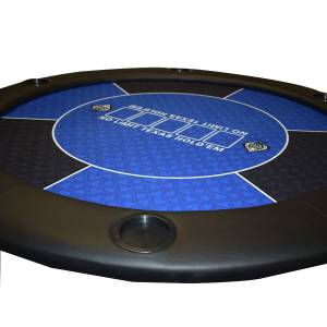 "Round poker table 'NO LIMIT BLUE' - 120 cm - with folding legs - neoprene jersey fabric - 6 players."