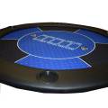 Mesa de póquer redonda "NO LIMIT BLEU" - 120 cm - con patas plegables - tapete de neopreno - 6 jugadores