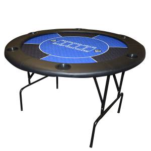 Pokerbord "NO LIMIT BLÅ" - 120 cm - med fällbara ben - neoprentäcke - 6 spelare