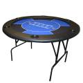 Runder Pokertisch "NO LIMIT BLAU" - 120 cm - mit klappbaren Beinen - Neopren-Jersey-Tuch - 6 Spieler.