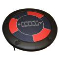Table de poker ronde "NO LIMIT ROUGE" - avec pieds pliants - tapis jersey néoprène - 6 joueurs