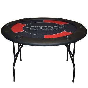 Round poker table "NO LIMIT RED" - 120 cm - with folding legs - neoprene jersey felt - 6 players