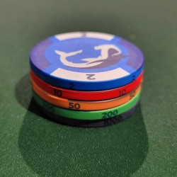 500 Cash Game chips "HAMMER SHARK" - slechts één exemplaar - zal niet opnieuw worden uitgegeven - 2/10/50/200/1000
