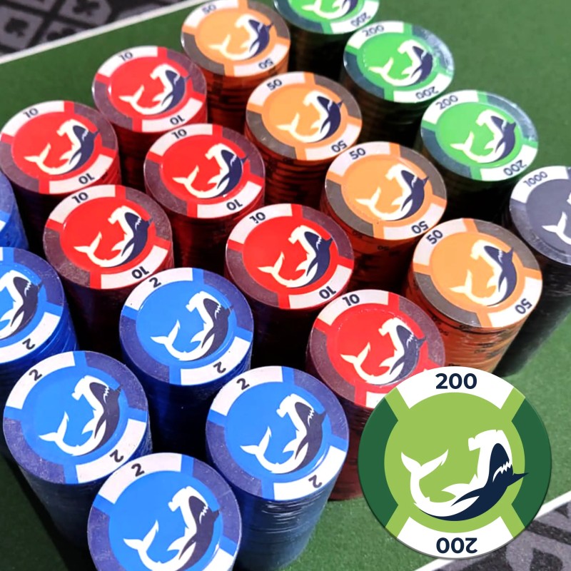500 "HAMMER SHARK" Cash Game chips - Only one copy - will not be reissued - 2/10/50/200/1000.