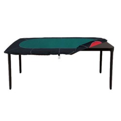 Tapis de poker jersey néoprène réversible vert/rouge pour table rectangulaire – recto vert verso rouge – housse de rangement