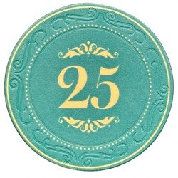 Ficha de pôquer "CROWN OF LAUREL - 25" - em cerâmica - 10g - vendida individualmente.