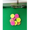Fichas de pôquer "SUITED FUSHIA" - em ABS com inserção metálica - rolo de 25 fichas - 11,5 g