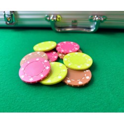Pokermarker "SUITED FUSHIA" - ABS med metallinsats -  rulle med 25 markörer - 11,5 g