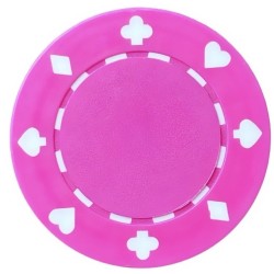 Pokerchips "SUITED FUSHIA" - in ABS met metalen inzetstuk - rol van 25 chips - 11,5 g