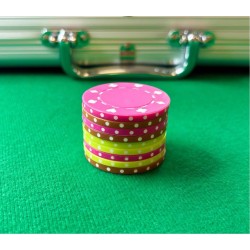 Fiches da poker "SUITED GIALLO FLUO" - in ABS con inserto metallico - rotolo da 25 fiches - 11,5 g