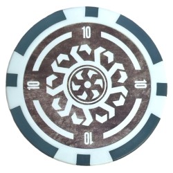 Fichas de pôquer "CELTIK 10" - 12g - em ABS com inserção metálica - em rolos de 25 fichas.