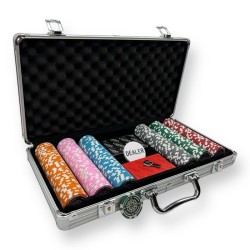 Pokerset mit 300 "CELTIK" Pokerchips - Turnierversion - aus ABS mit Metalleinsatz 12 g - mit Zubehör