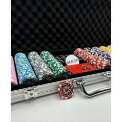 Maletín de 500 fichas de póker "CELTIK" - versión TORNEO - en ABS con inserciones metálicas de 12 g - con accesorios