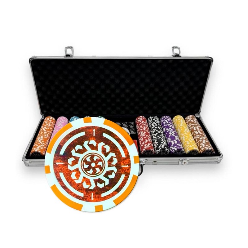 Aktentasche mit 500 Pokerchips "CELTIK" - Version CASH GAME - aus ABS mit Metalleinsatz 12 g - mit Zubehör.