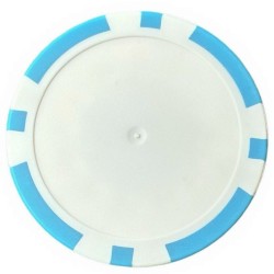"Customizable '8 SPOTS LIGHT BLUE' poker chips - made of ABS plastic - no stickers - roll of 25 chips - 40mm in diameter"