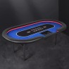 Table de poker "FLORÉAL BLUE LED" - avec pieds pliants renforcés - tapis casino - 10 joueurs + dealer