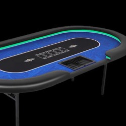 Pokerbord "FLORÉAL BLUE LED" - med förstärkta fällbara ben - kasinomatta - 10 spelare + dealer