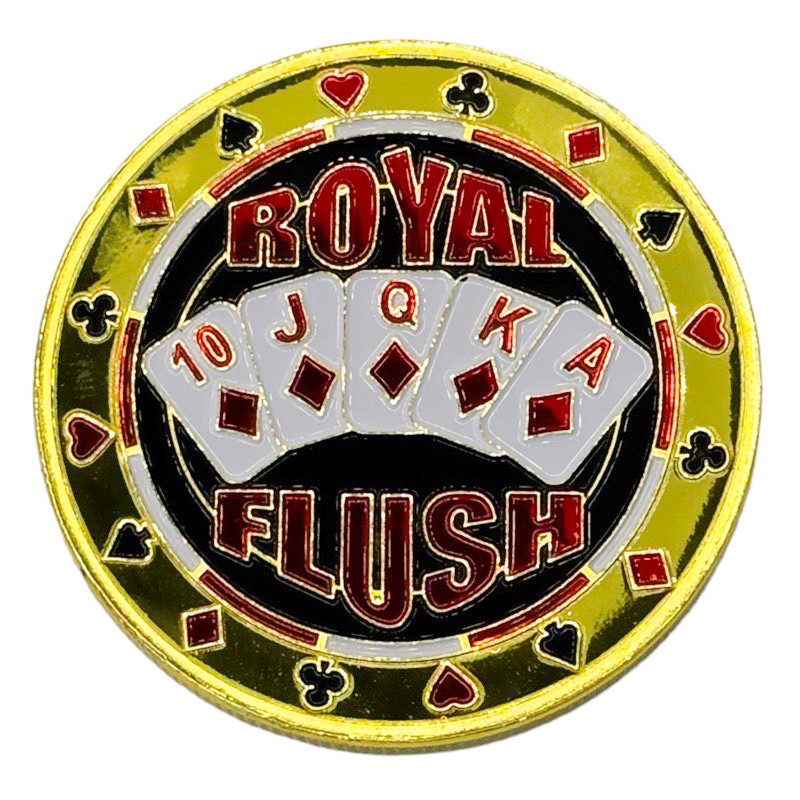 Kortskydd "ROYAL FLUSH" i mässing - 40mm