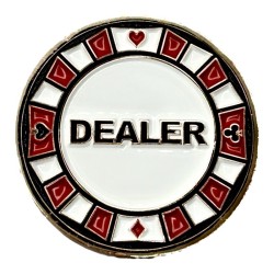 Bouton dealer "RED & BLACK" en argent – 43mm
