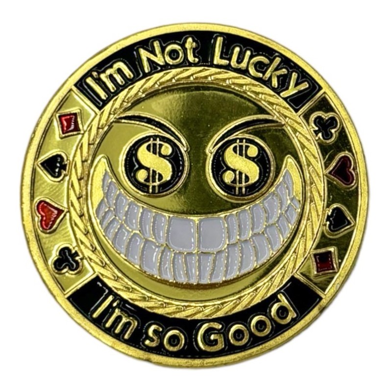 Card Guard "I'M NOT LUCKY" brass - 40mm