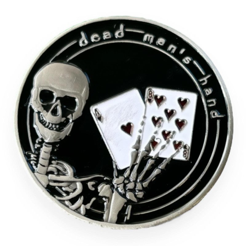 Stróż kart "DEAD MAN'S HAND" z metalu - 40 mm.