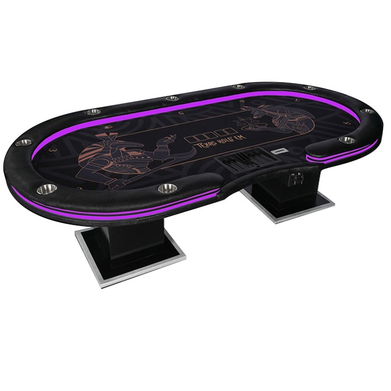 POKERSPEL "ANUBIS" - med LED - XL 9 spelare + dealer - drop box