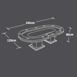 TABLE DE POKER "THE SPADE" - avec LED - XL 10 joueurs + croupier - drop box