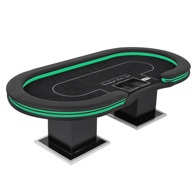 POKERTAFEL "GAMELAND POKER CLUB" - met LED-verlichting - XL 10 spelers + dealer - drop box