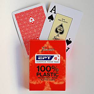 Fournier "EPT" ROJO - Baraja de 55 cartas 100% plástico - formato de póker - 2 índices Jumbo