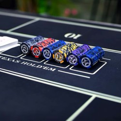 Tapis de poker "OLD FASHIONED BLUE" - 180 x 90 - jersey néoprène - galonné