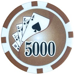 "Poker chips "YING YANG 5000 BROWN" - in ABS with metal insert - roll of 25 chips - 11.5 g"