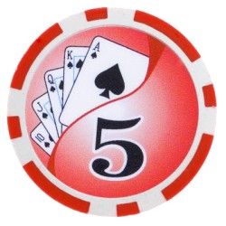 Fichas de póquer "YING YANG 5" - en ABS con inserto metálico - rollo de 25 fichas - 11,5 g
