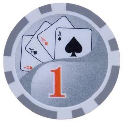 Fiches da poker "YING YANG 1" - in ABS con inserto metallico - rotolo da 25 fiches - 11,5 g