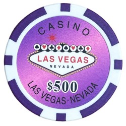 "WELCOME LAS VEGAS 500" ABS poker chips with metal insert - 25 chip roll - 11.5g.