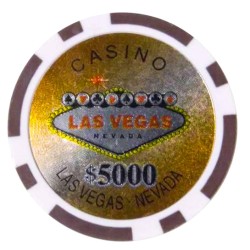 Fichas de póker "LASER WELCOME LAS VEGAS 5000" - de ABS con inserto metálico - rollo de 25 fichas - 11,5 g