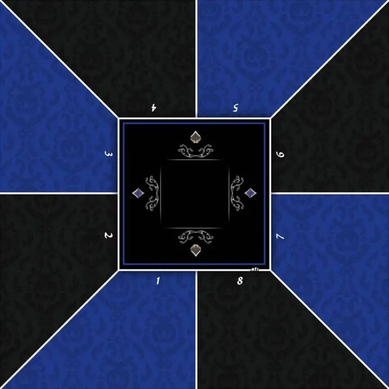 Poker Mat "VICTORIAN BLUE" - square - 2 sizes - 0/8 players - neoprene jersey