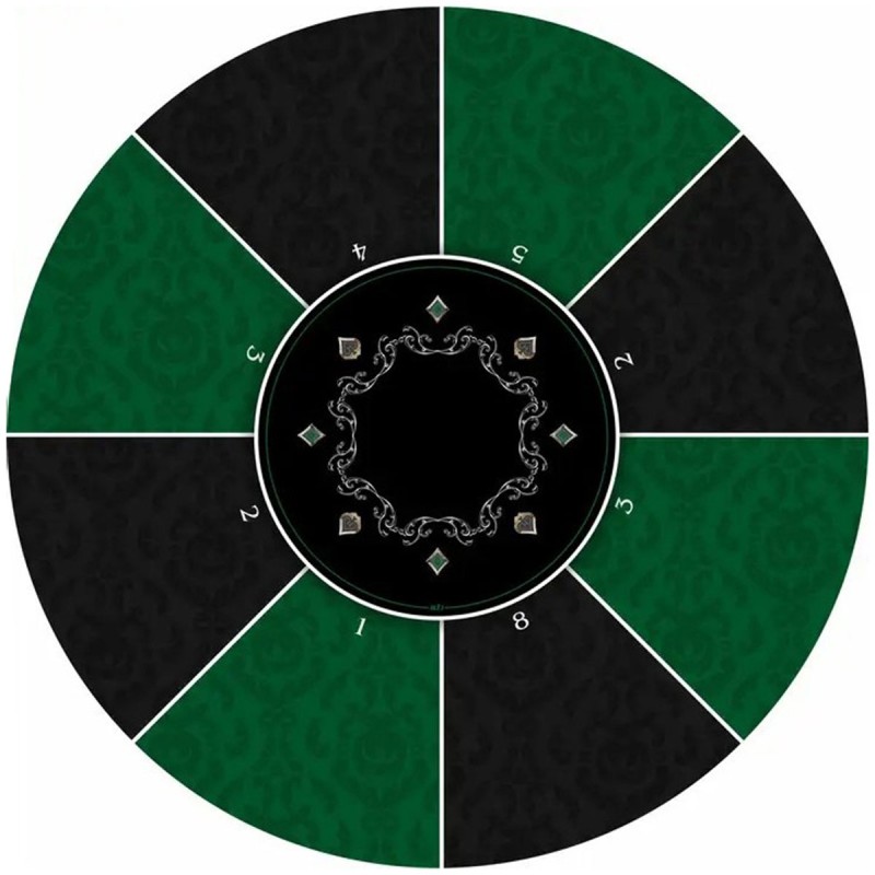 Pokerbord "VICTORIAN GREEN" - rundt - 3 storlekar - 0/8/10 spelare - neopren jersey