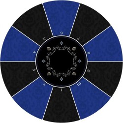 Poker Teppich "VICTORIAN BLAU" - rund - 3 Größen - 0/8/10 Spieler - Neopren-Jersey